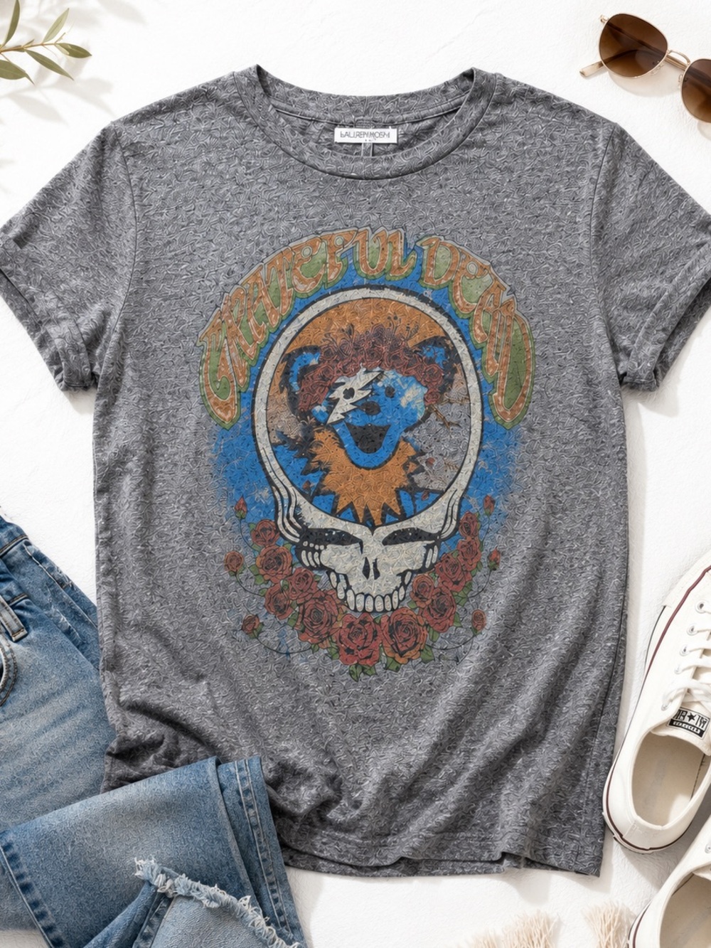 Lauren Moshi Beverly Hills Grateful Dead Graphic Tee | Heather Gray | Size M